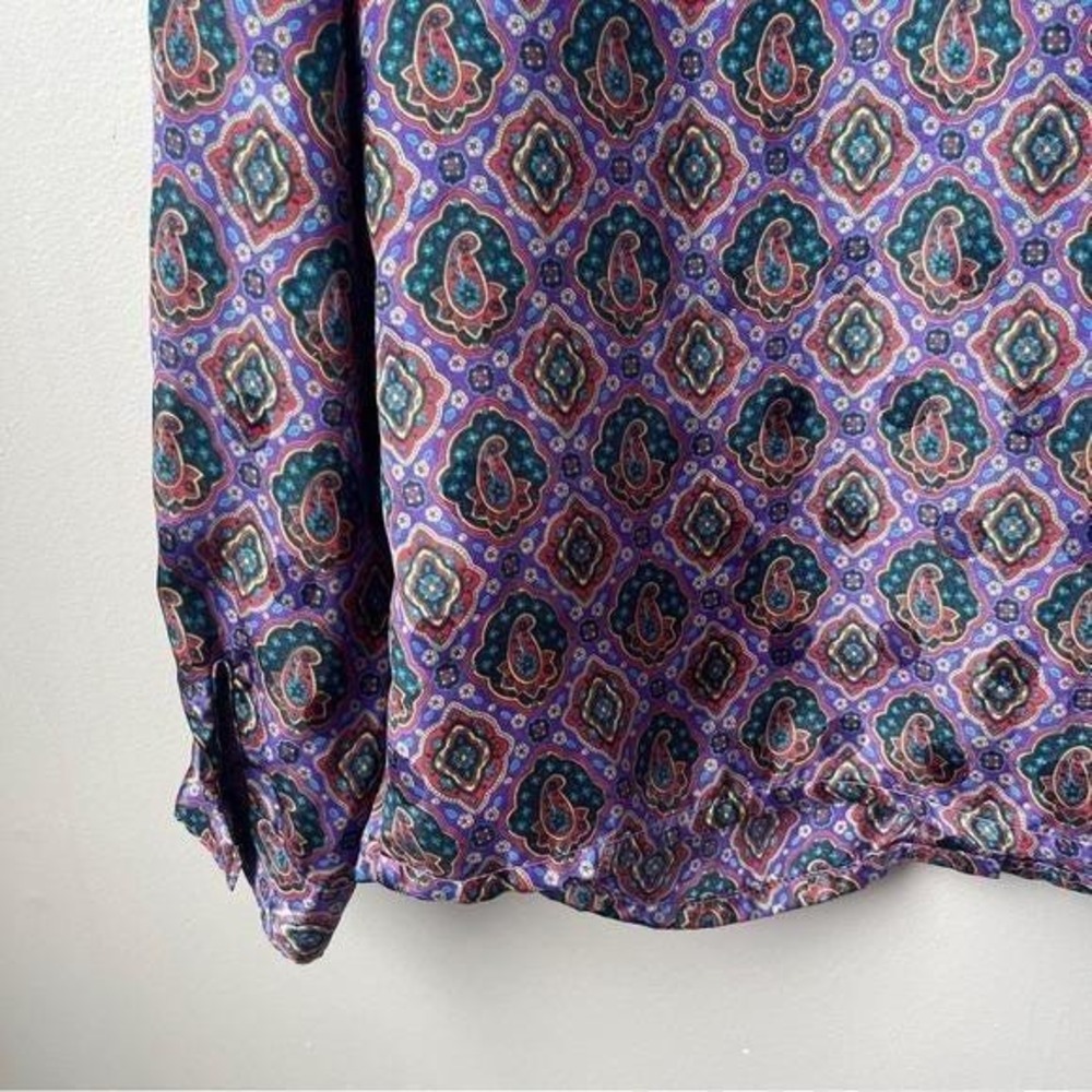 Vintage Blouse Women's Large Lavender Purple Paisley Mod Retro Office Secretary - Picture 10 of 12